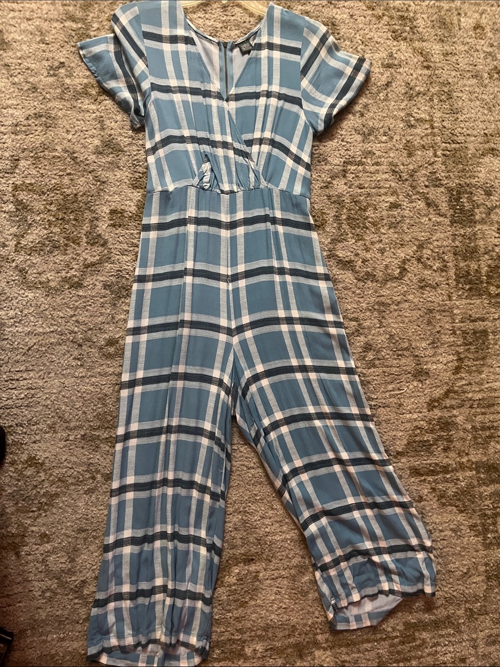 wild fable Blue and White Plaid Jumpsuit